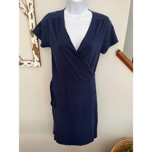 Pact Wrap Dress Organic Cotton Size Medium Navy Blue